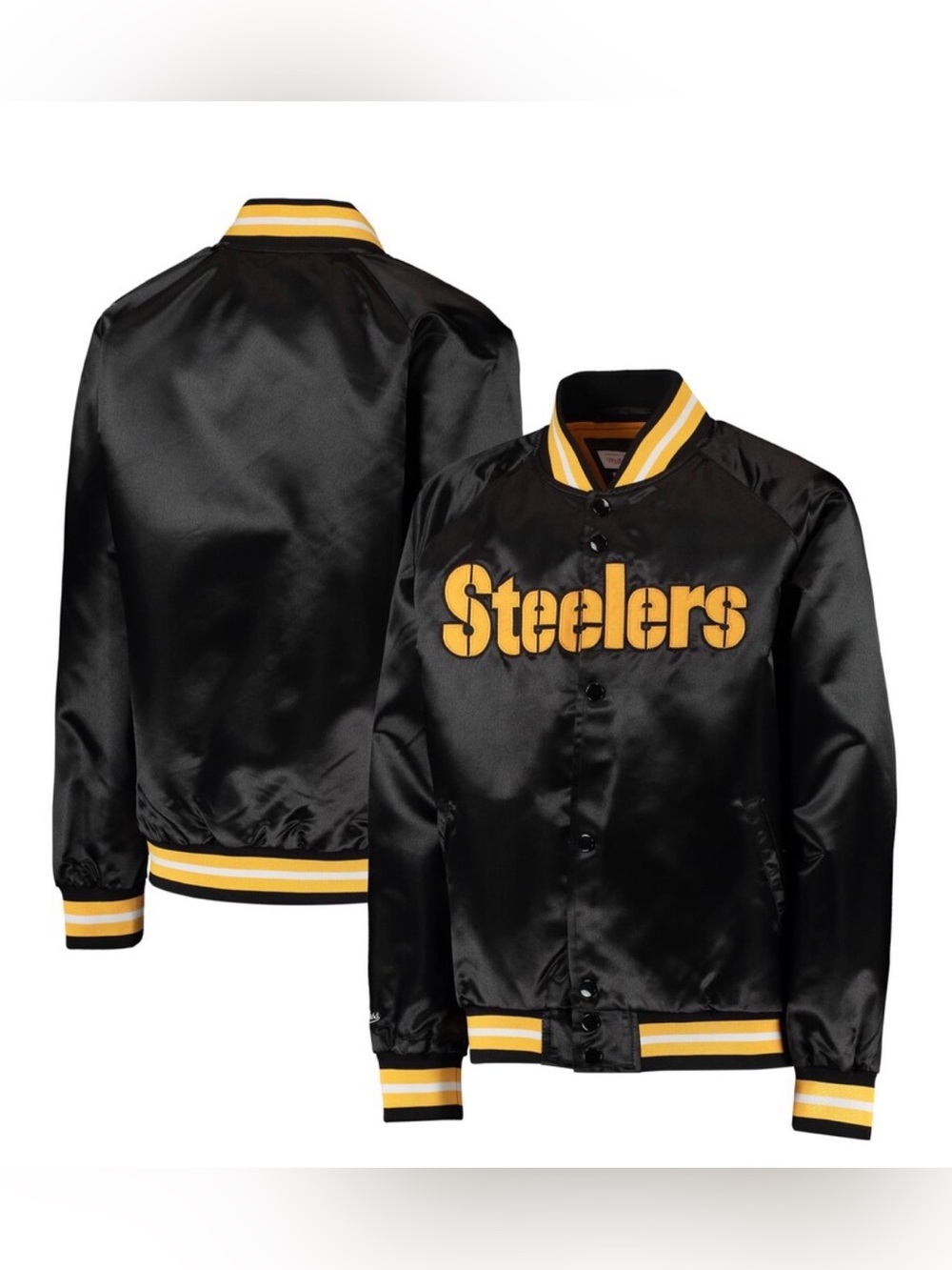 Pittsburgh Steelers Mitchell & Ness Youth Satin Full-Snap Jacket Size Small 8
